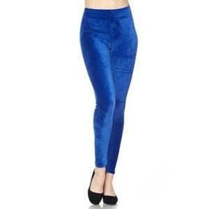 Small Size Womens Solid Brushed Velour‎ Velvet Leggings Blue